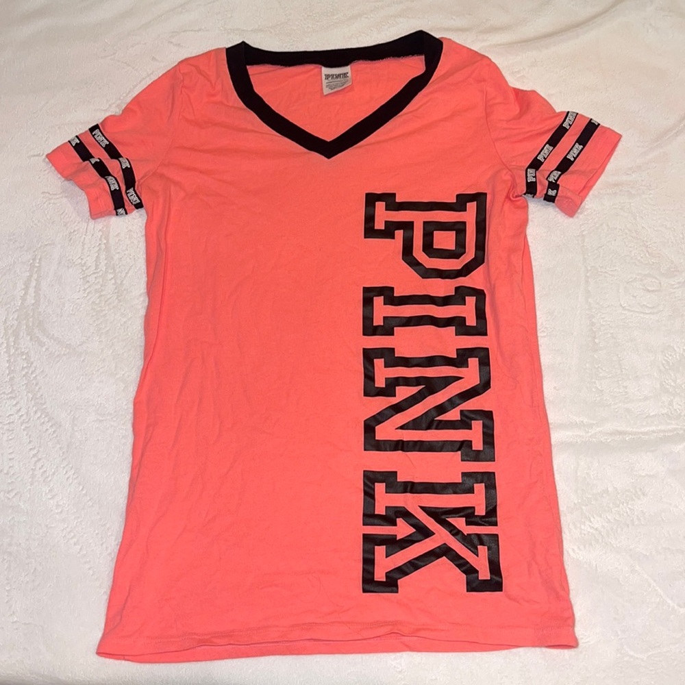 Victoria Secret's Pink Hot Pink Tee V Neck